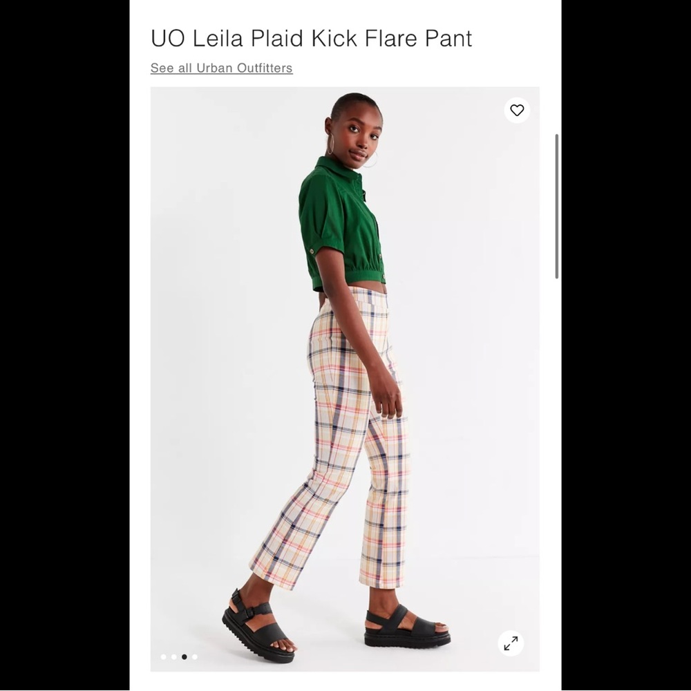 Urban Outfitters Leila Womens Clueless Preppy Plaid Kick Flare Crop Pant 12 - Picture 8 of 14